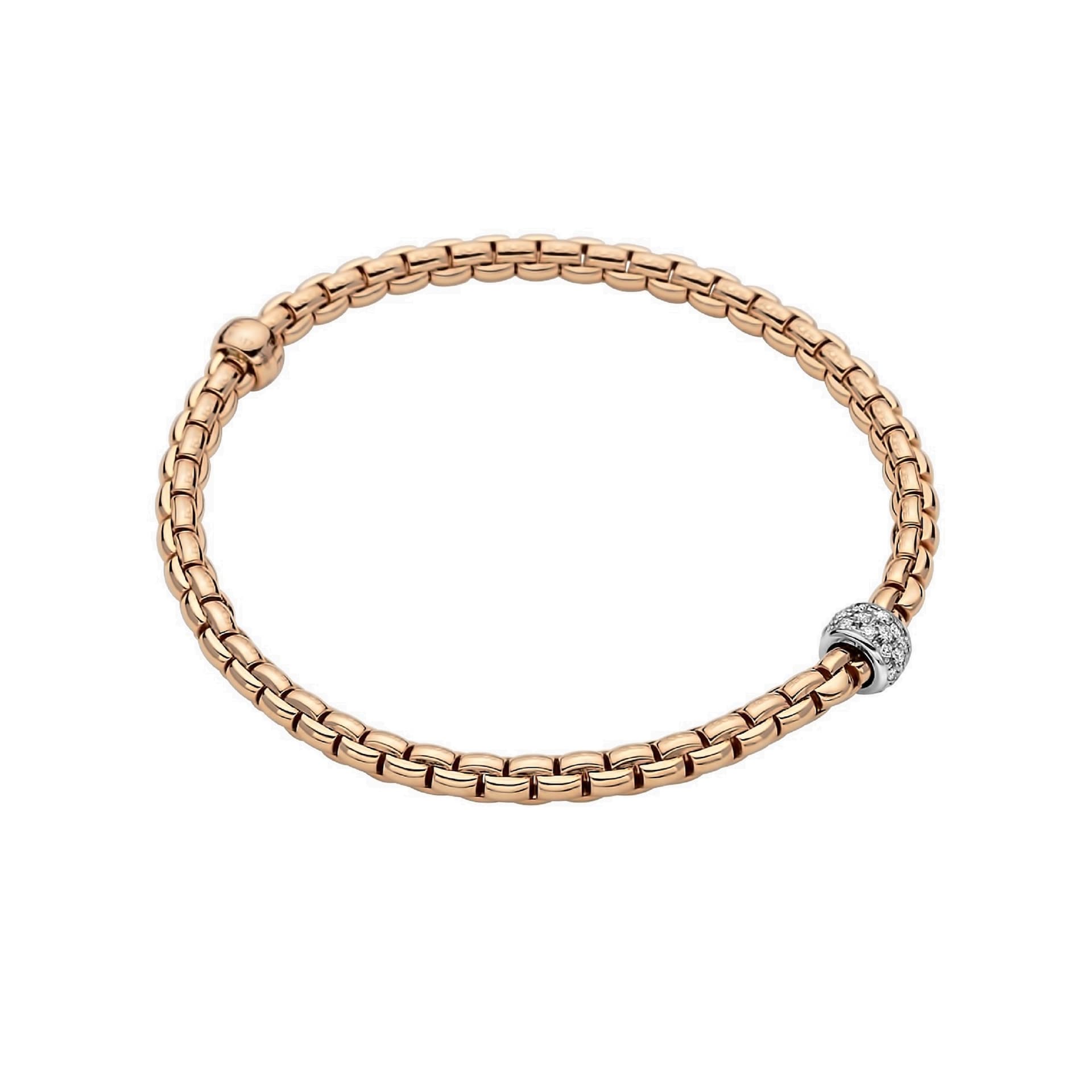 Fope 18ct Rose Gold 0.19cttw Diamond EKA Tiny Bracelet - Size Small