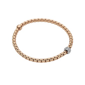 Fope 18ct Rose Gold 0.19cttw Diamond EKA Tiny Bracelet - Size Small
