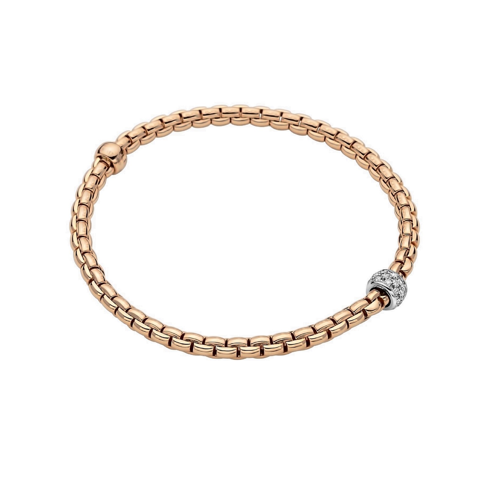 Fope 18ct Rose Gold 0.19cttw Diamond EKA Tiny Bracelet - Size Small