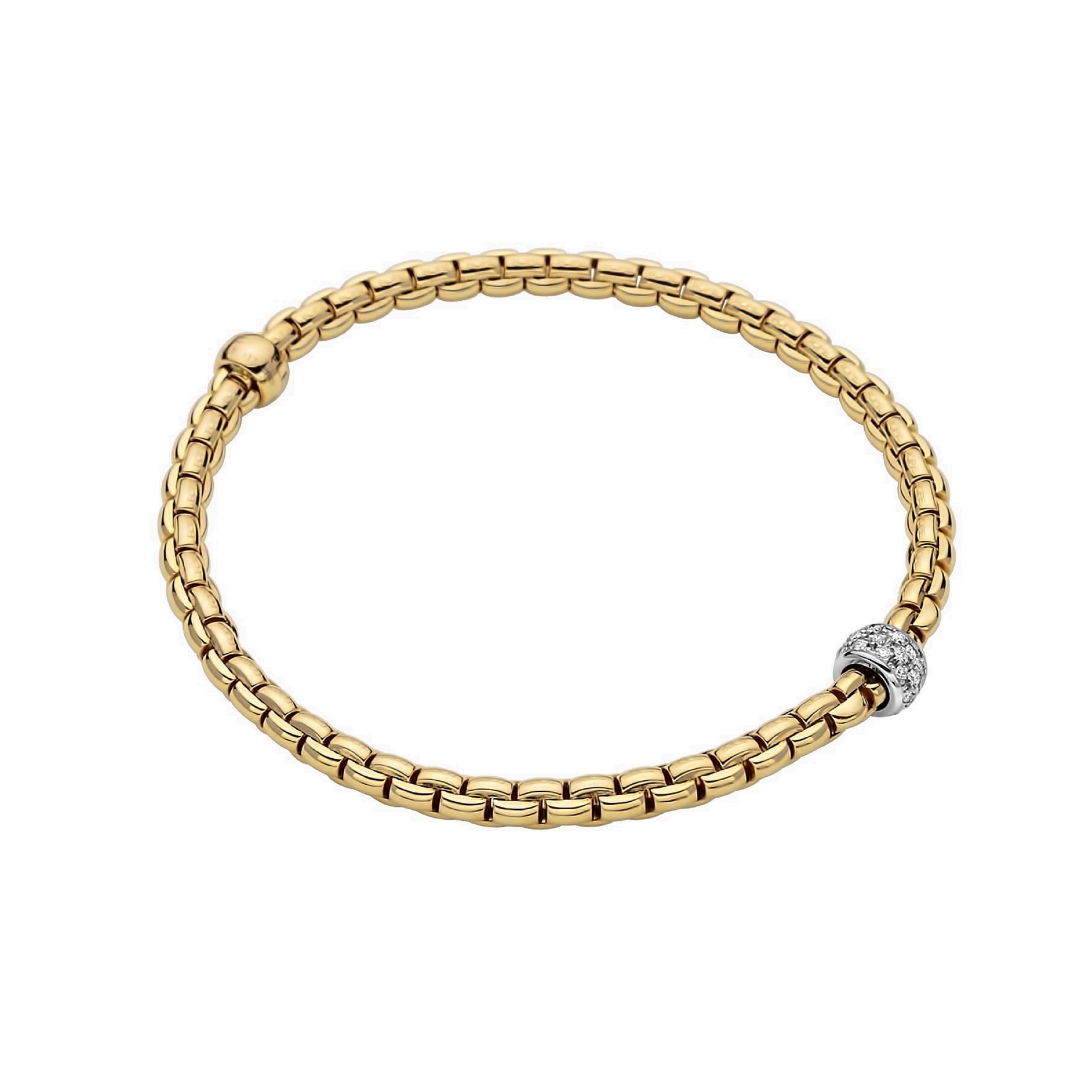 Fope 18k Yellow Gold 0.19cttw Diamond EKA Tiny Bracelet - Size