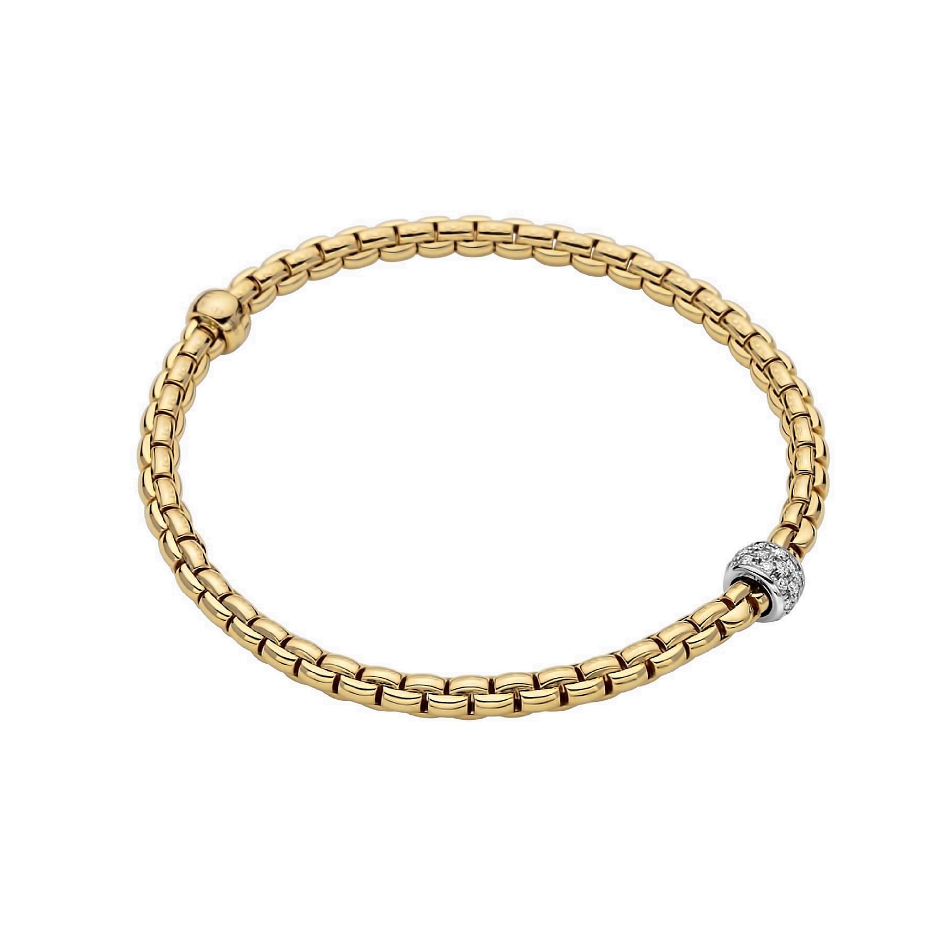 Fope 18k Yellow Gold 0.19cttw Diamond EKA Tiny Bracelet - Size Small