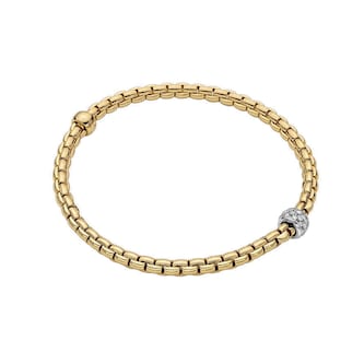 Fope 18k Yellow Gold 0.19cttw Diamond EKA Tiny Bracelet - Size Small