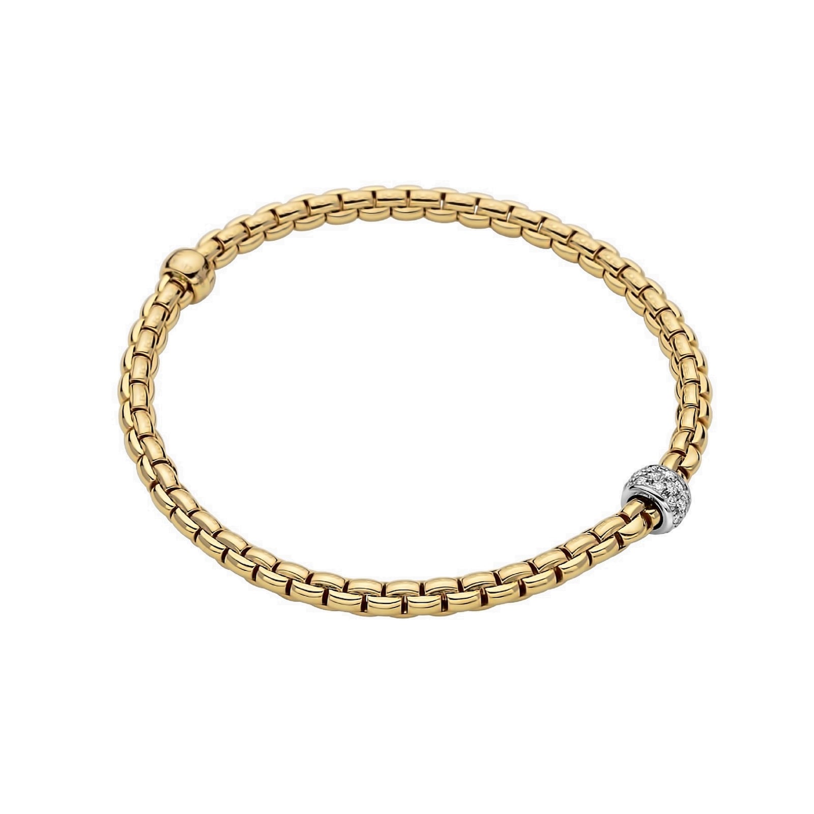 Fope 18k Yellow Gold 0.19cttw Diamond EKA Tiny Bracelet - Size Small