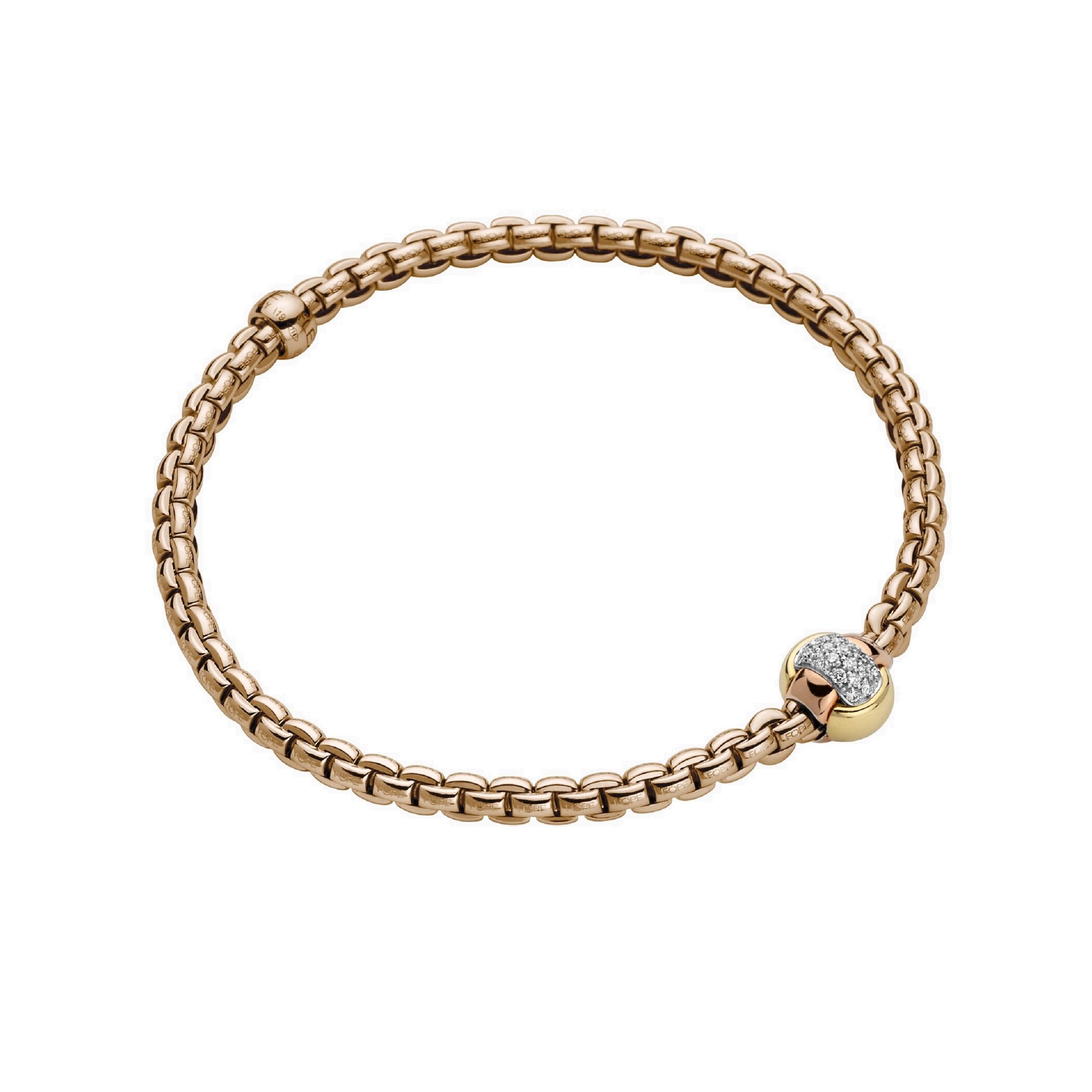 Fope 18ct Rose Gold 0.25cttw Diamond EKA Tiny Bracelet - Size Medium