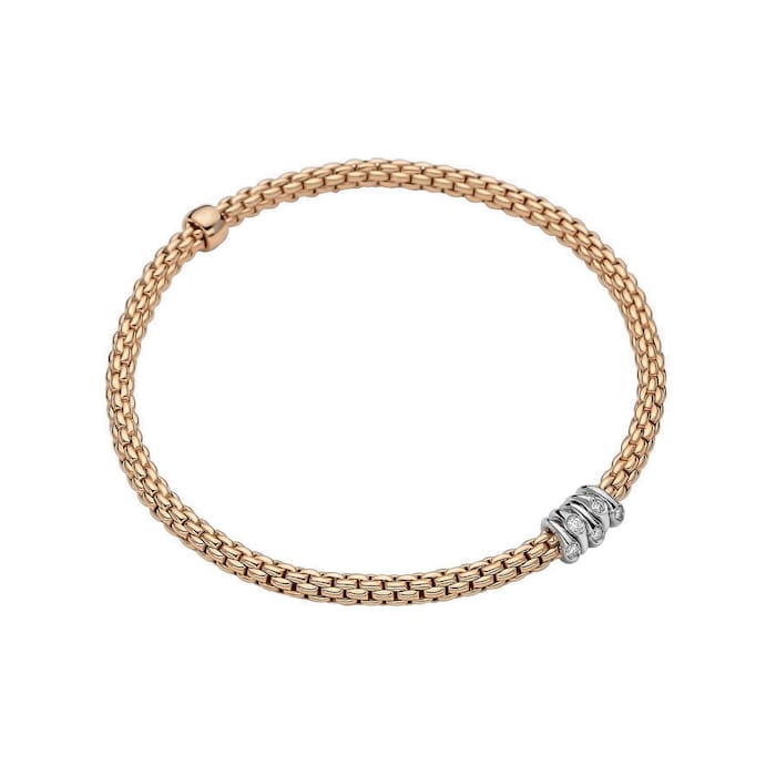 Fope 18k Rose Gold 0.07cttw Diamond Prima Bracelet - Size Small