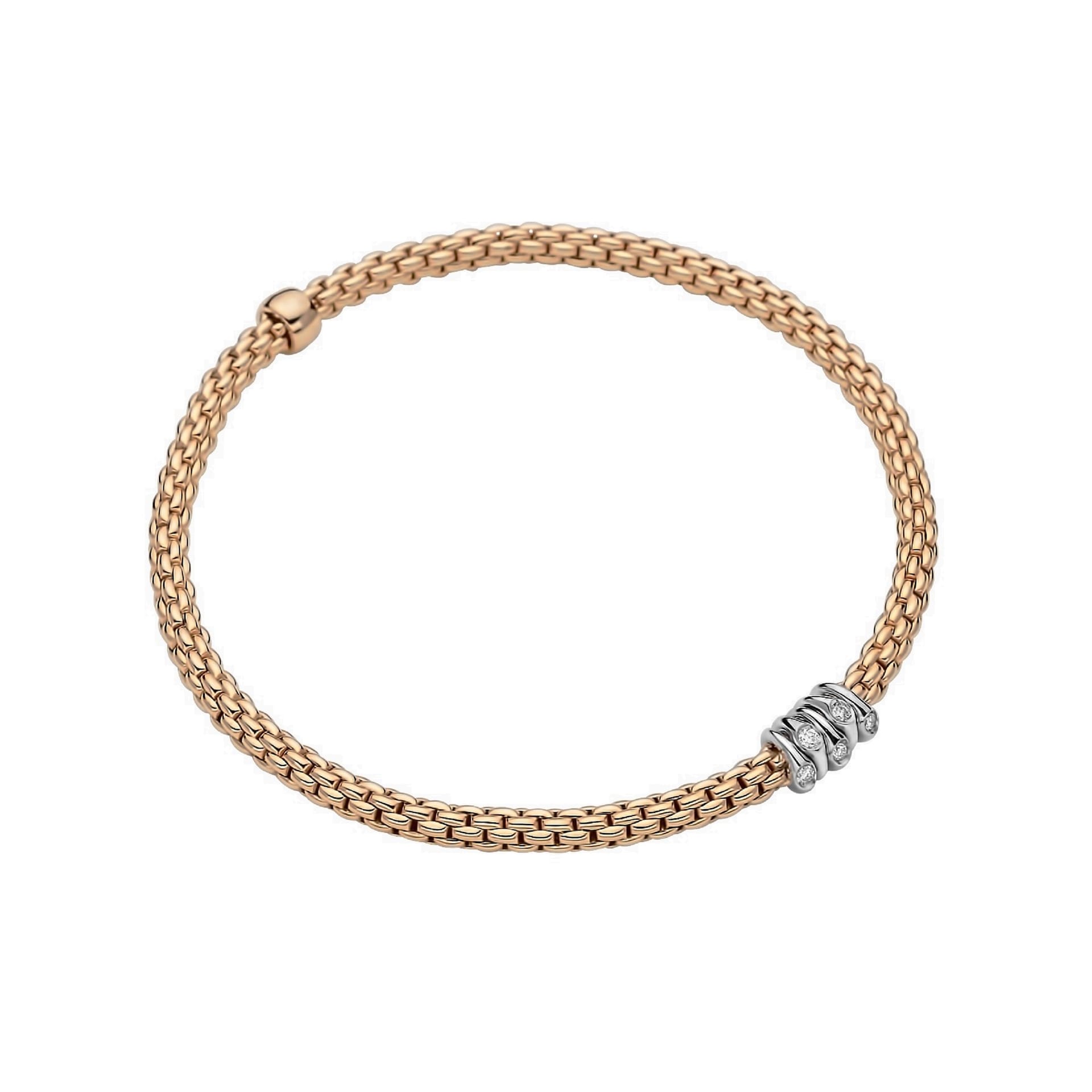 Fope 18k Rose Gold 0.07cttw Diamond Prima Bracelet - Size Small Fope 18k Rose Gold 0.07cttw Diamond Prima Bracelet - Size Small