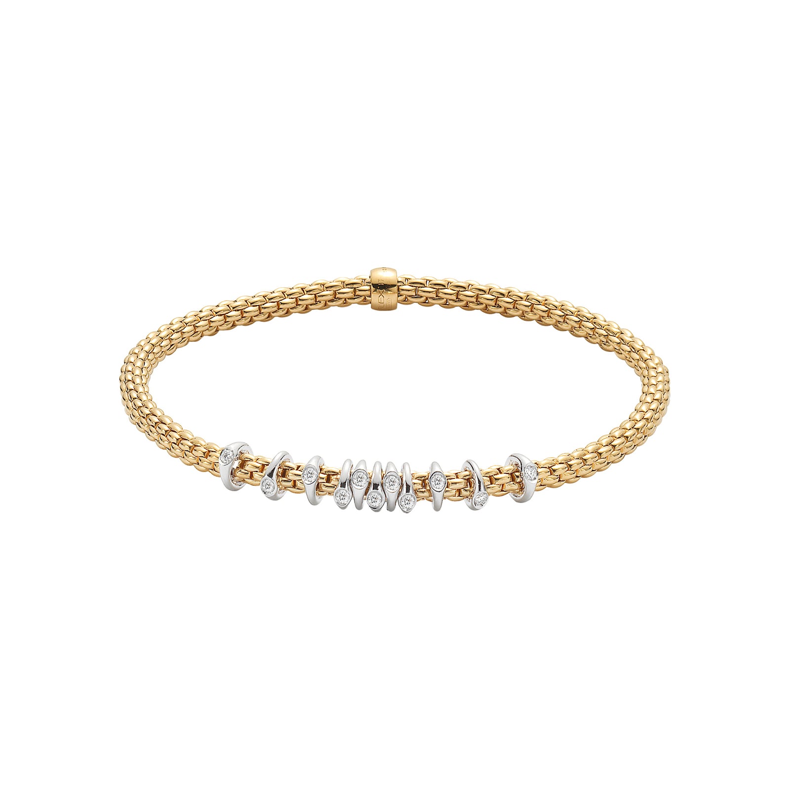 Fope 18k Yellow Gold 0.15cttw Diamond Prima Bracelet Size Medium