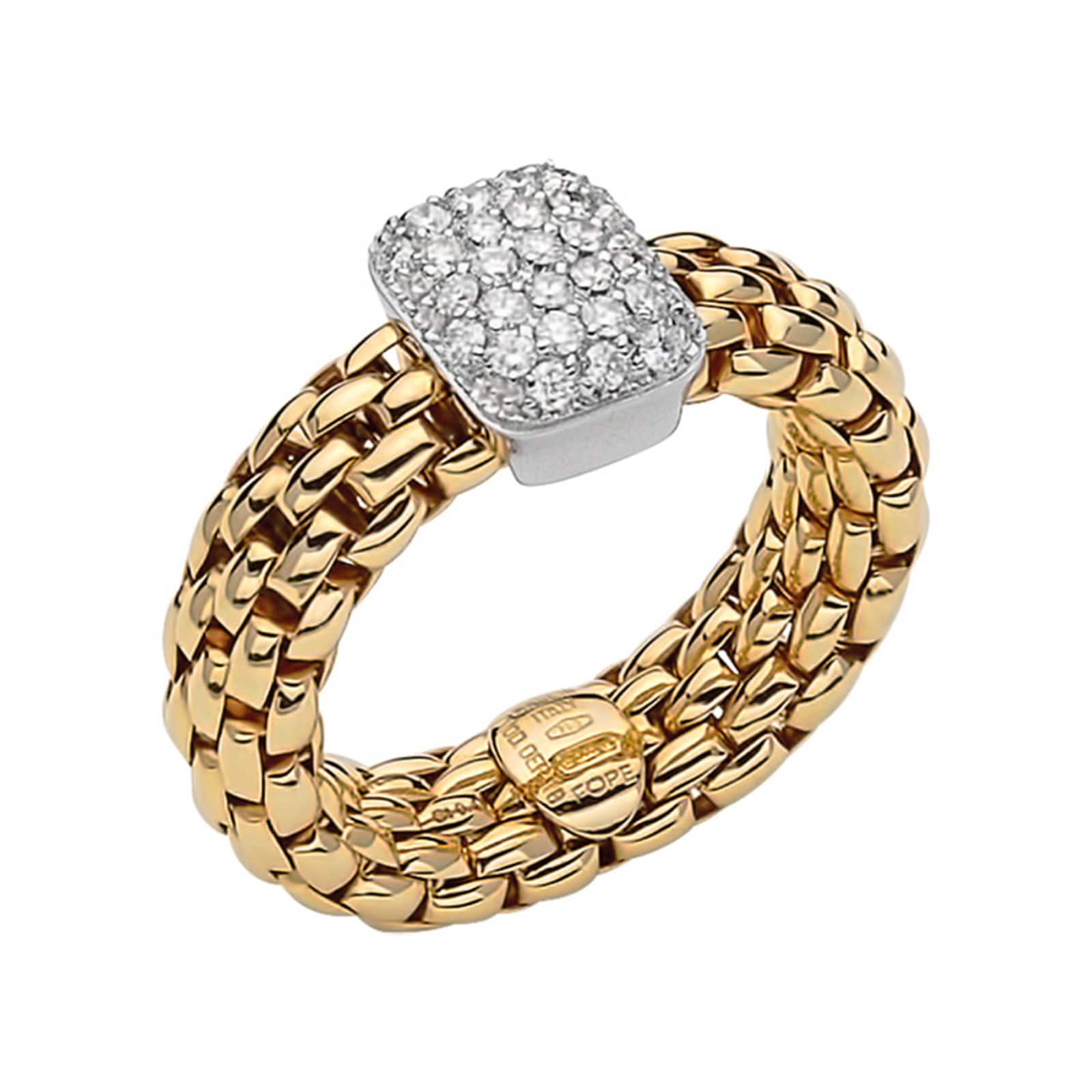 Fope 18k Yellow Gold 0.41cttw Diamond Vendome Ring - Size Medium