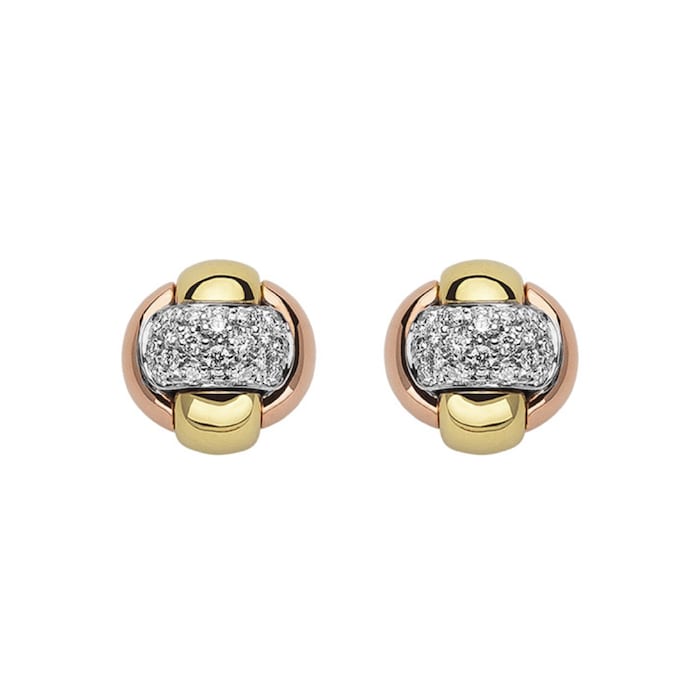 Fope 18k Tri Color Gold 0.25cttw Diamond EKA Tiny Earrings