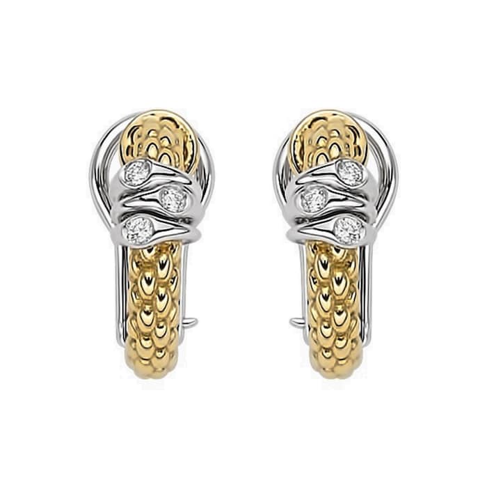 Fope 18k Yellow and White Gold 0.08cttw Diamond Prima Earrings