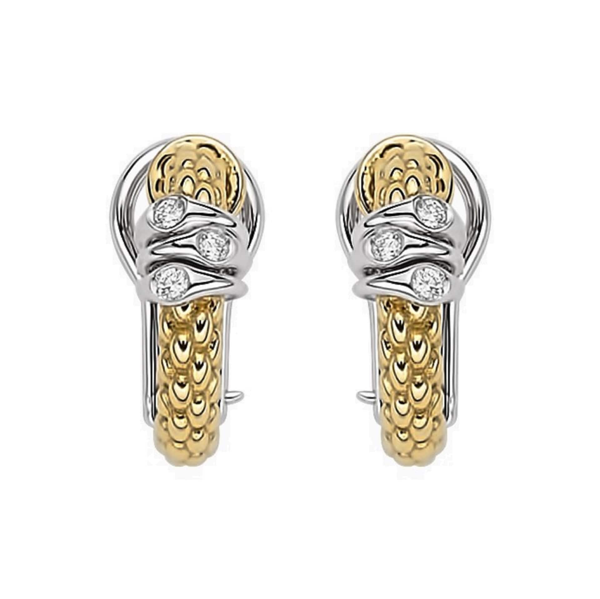 Fope 18k Yellow and White Gold 0.08cttw Diamond Prima Earrings