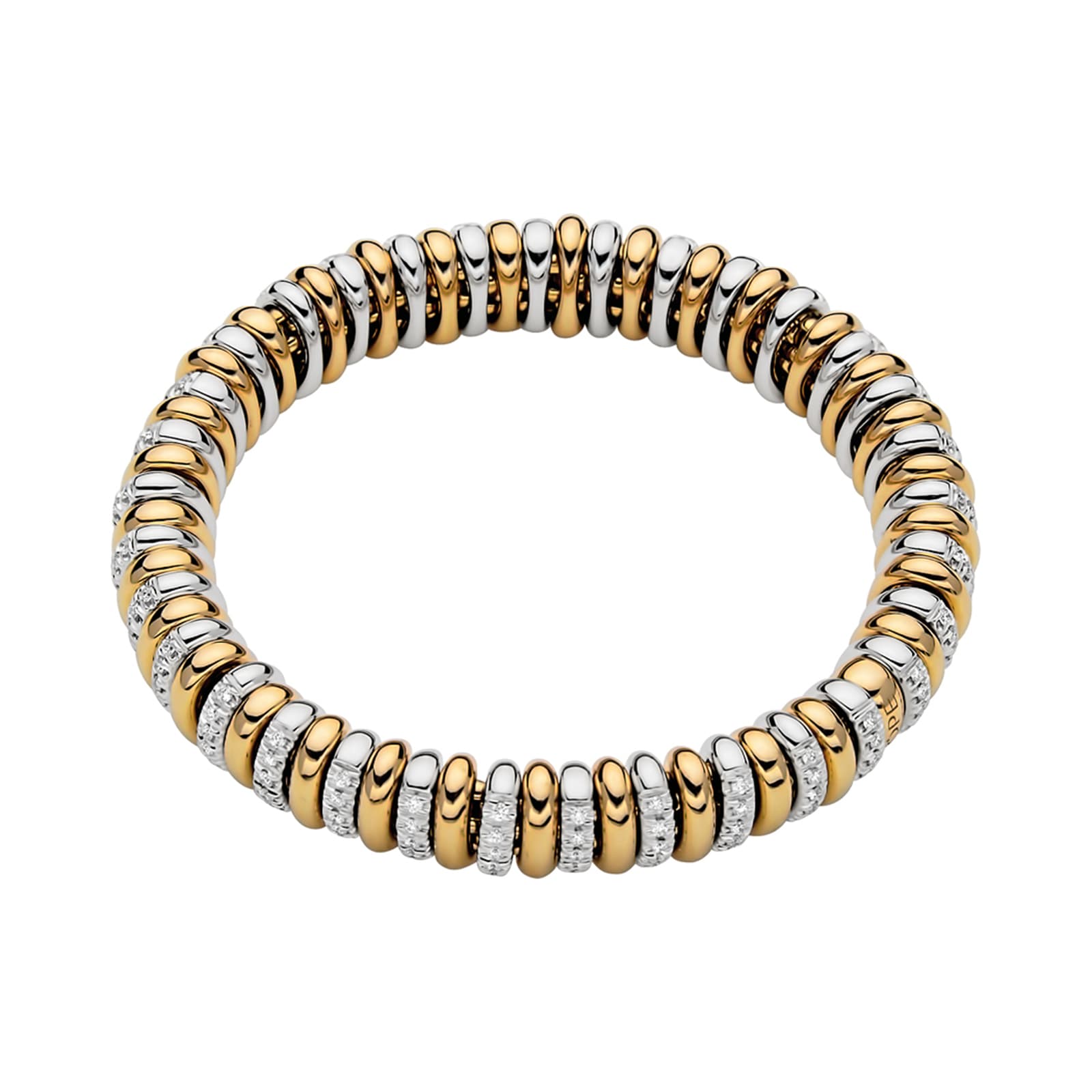 Fope 18k Yellow and White Gold 1.66cttw Diamond Vendome Bracelet - Size Medium Fope 18k Yellow and White Gold 1.66cttw Diamond Vendome Bracelet - Size Medium