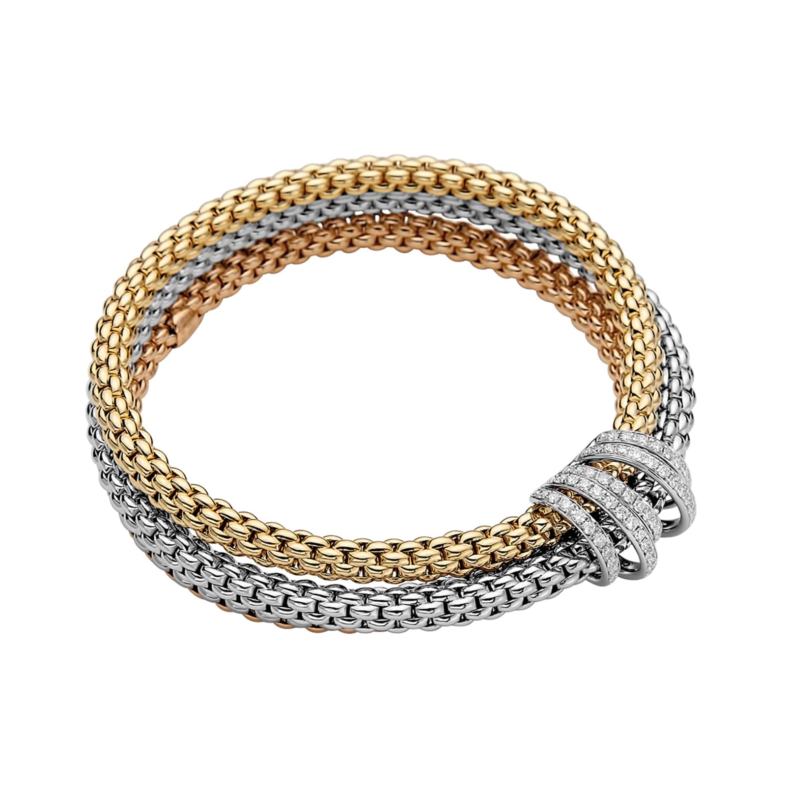 Fope 18k Tri Gold 1.20cttw Diamond Solo MiaLuce Bracelet - Size Medium Fope 18k Tri Gold 1.20cttw Diamond Solo MiaLuce Bracelet - Size Medium