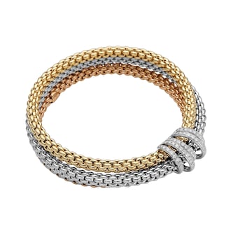 Fope 18k Tri Gold 1.20cttw Diamond Solo MiaLuce Bracelet - Size Medium Fope 18k Tri Gold 1.20cttw Diamond Solo MiaLuce Bracelet - Size Medium