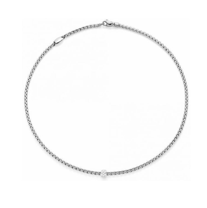 Fope 18k White Gold 0.19cttw Diamond EKA Tiny Necklace 17"