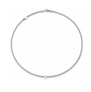 Fope 18k White Gold 0.19cttw Diamond EKA Tiny Necklace 17"