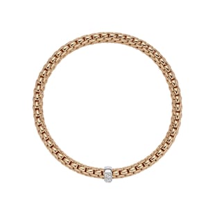 FOPE 18ct Rose & White Gold Flex'it Vendome 0.10cttw Diamond Bracelet