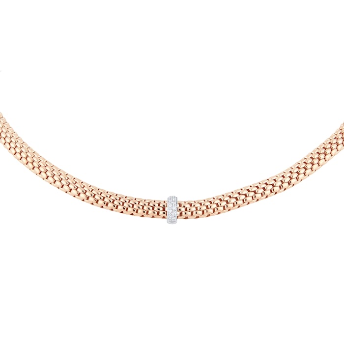 FOPE 18ct Rose & White Gold Flex'it Vendome 0.10cttw Diamond Necklace