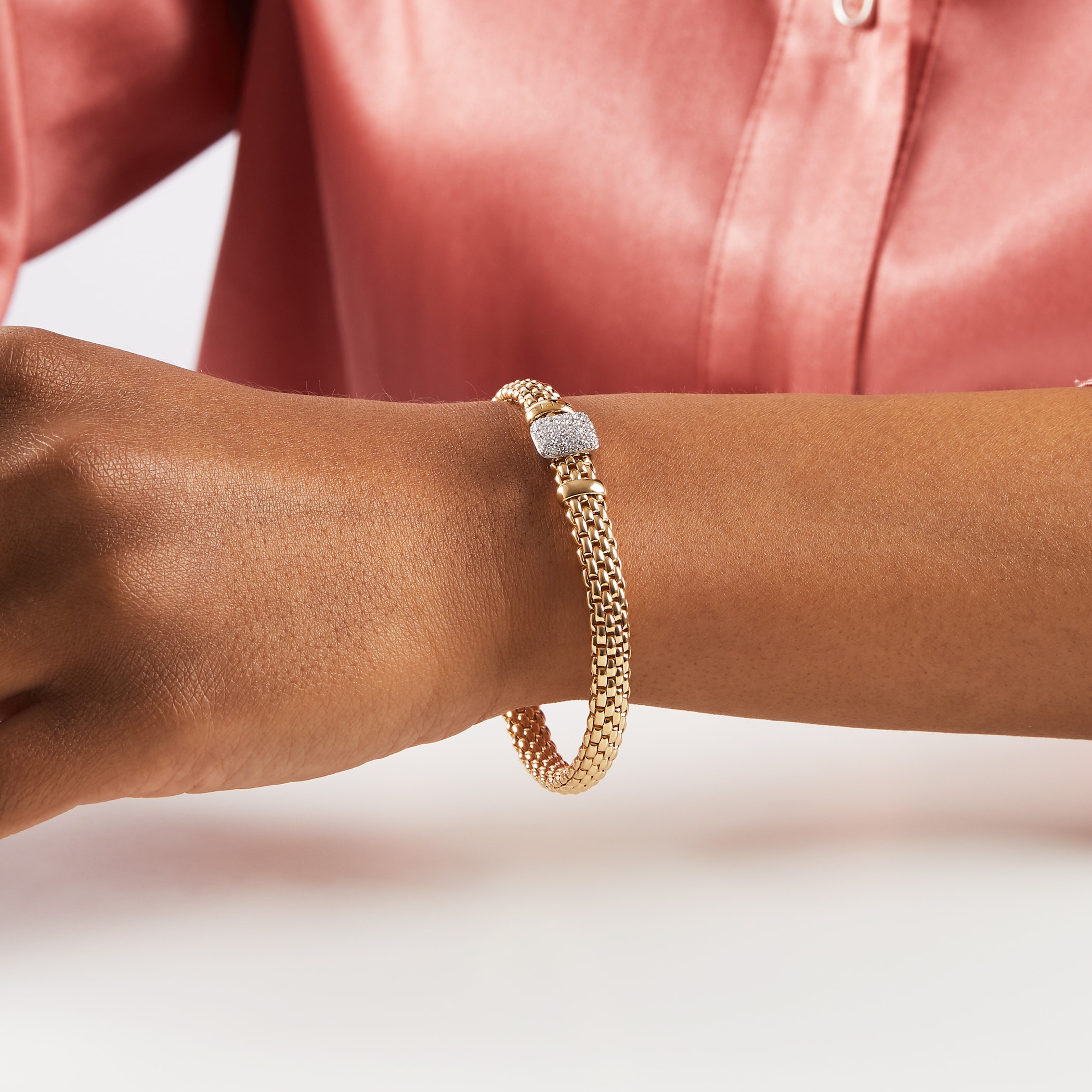 FOPE 18ct Yellow & White Gold Flex'it Vendome 0.41cttw Diamond Bracelet FOPE 18ct Yellow & White Gold Flex'it Vendome 0.41cttw Diamond Bracelet