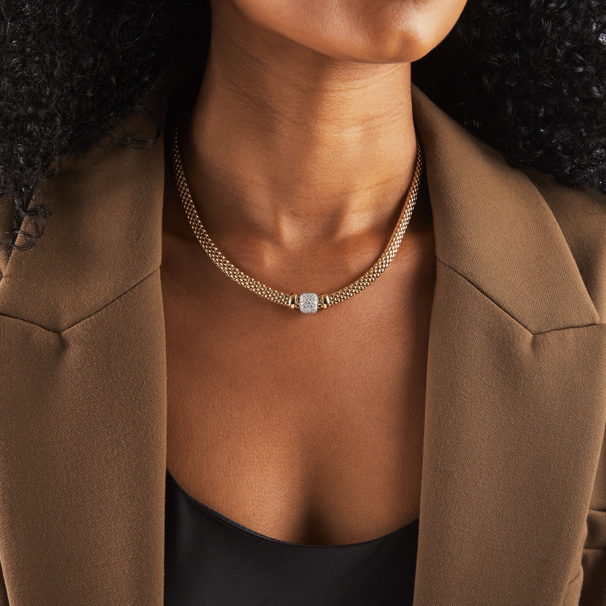 FOPE 18ct Yellow & White Gold Flex'it Vendome 0.41cttw Diamond Necklace FOPE 18ct Yellow & White Gold Flex'it Vendome 0.41cttw Diamond Necklace