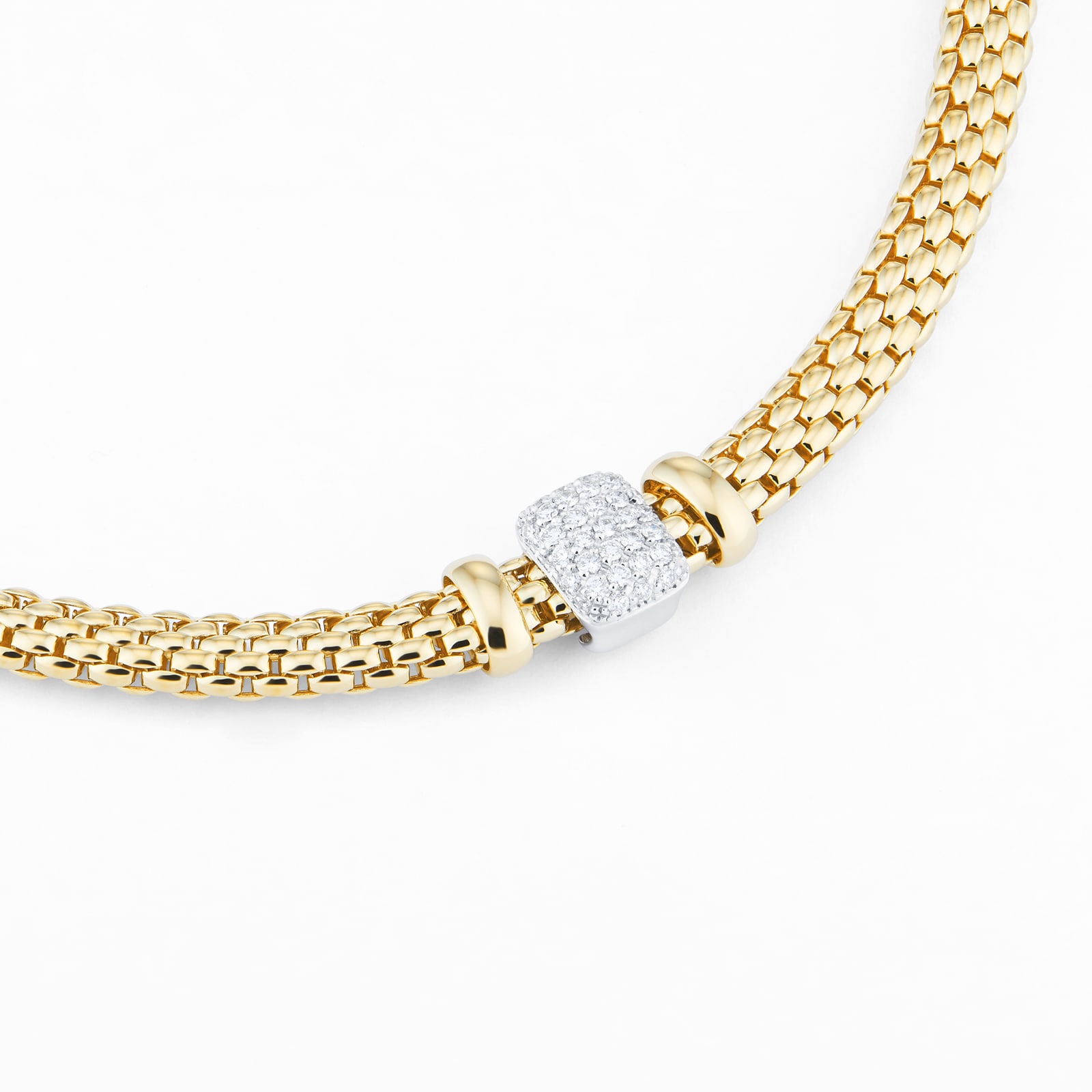 FOPE 18ct Yellow & White Gold Flex'it Vendome 0.41cttw Diamond Necklace FOPE 18ct Yellow & White Gold Flex'it Vendome 0.41cttw Diamond Necklace