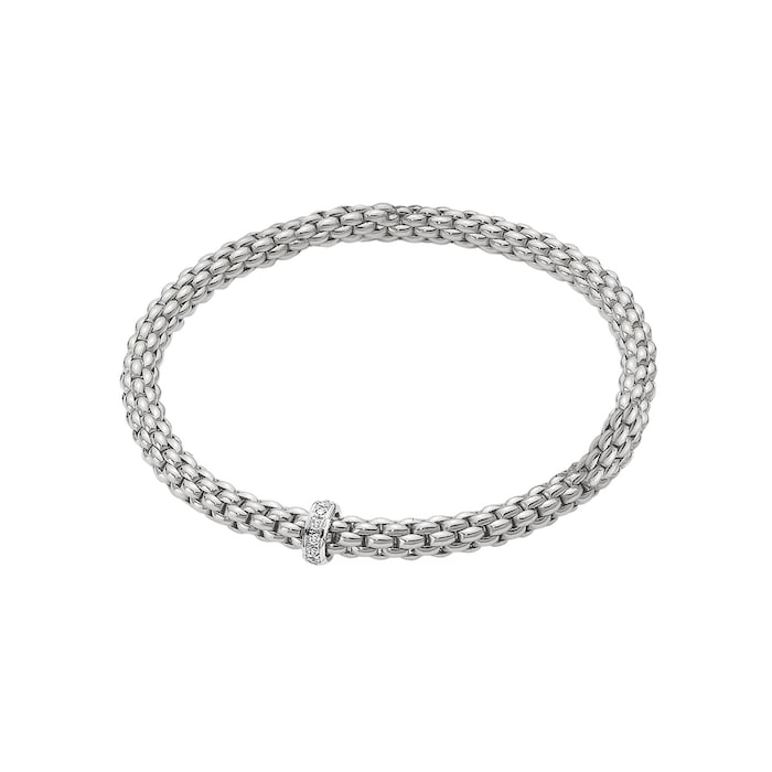 FOPE 18ct White Gold Flex'it Solo 0.10cttw Diamond Bracelet