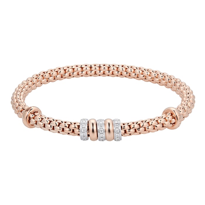 FOPE 18ct Rose & White Gold Flex'it Solo Bracelet