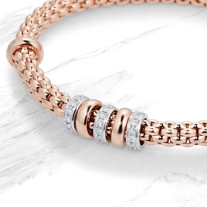 FOPE 18ct Rose & White Gold Flex'it Solo Bracelet