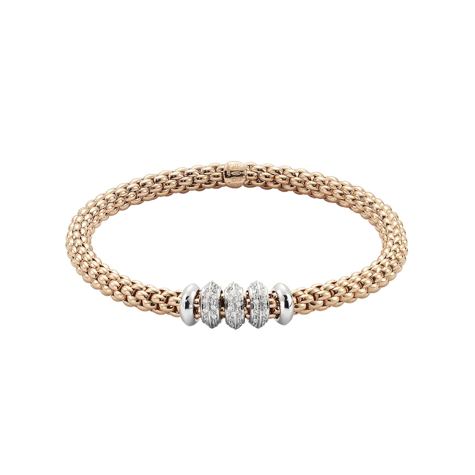 FOPE 18ct Rose & White Gold Flex'it Solo 0.50cttw Diamond Bracelet ...