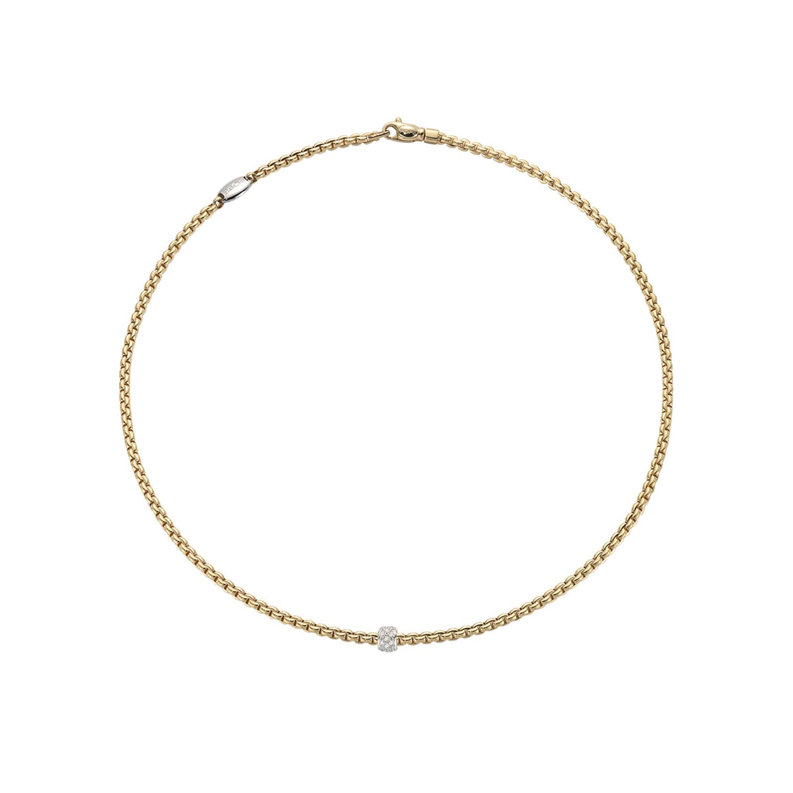 FOPE 18ct Yellow & White Gold EKA Tiny 0.19cttw Diamond Necklace