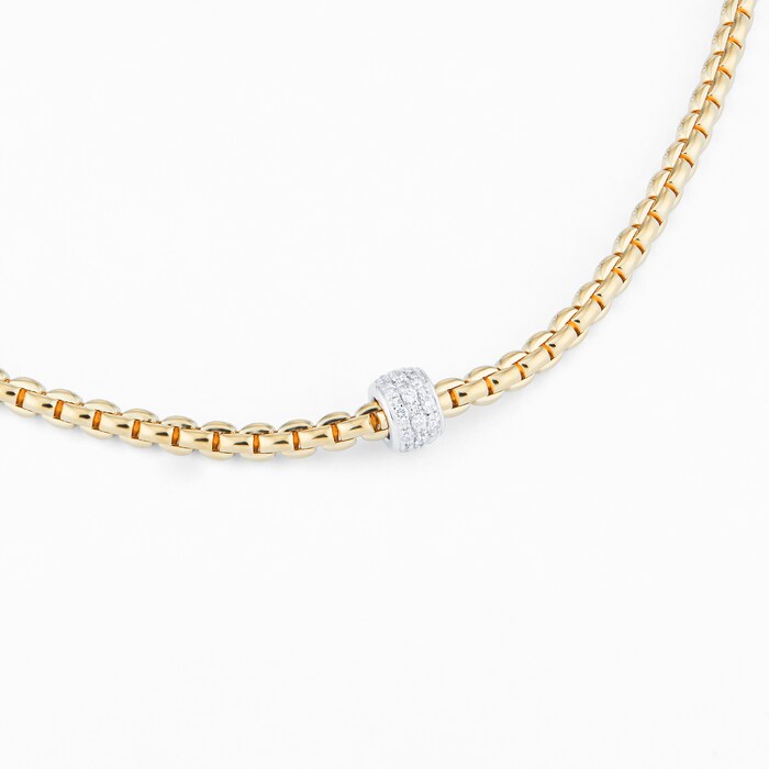 FOPE 18ct Yellow & White Gold EKA Tiny 0.19cttw Diamond Necklace