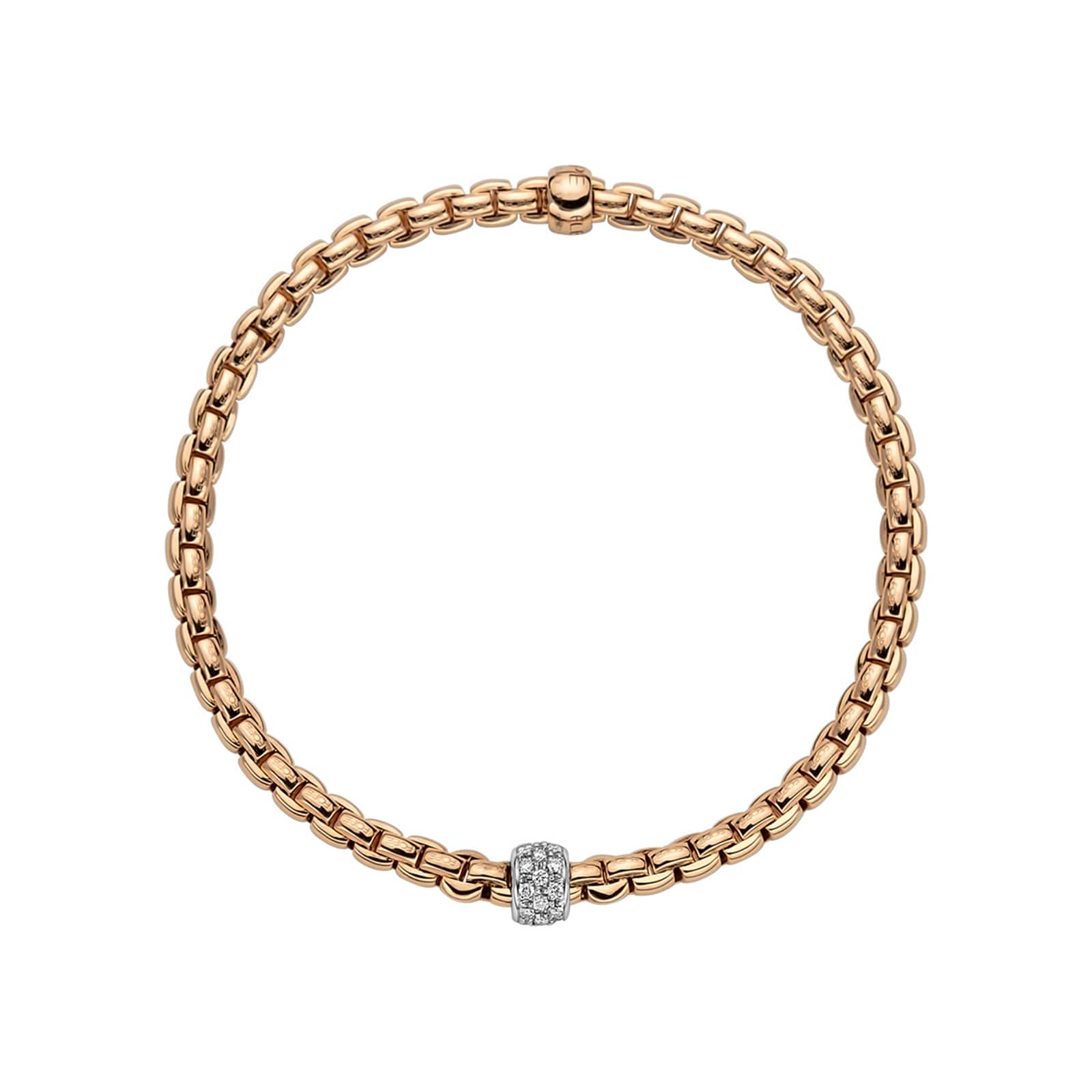 FOPE 18ct Rose & White Gold EKA Tiny 0.19cttw Diamond Medium Bracelet FOPE 18ct Rose & White Gold EKA Tiny 0.19cttw Diamond Medium Bracelet