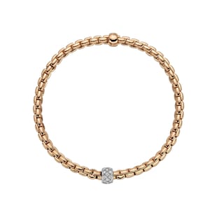 FOPE 18ct Rose & White Gold EKA Tiny 0.19cttw Diamond Medium Bracelet