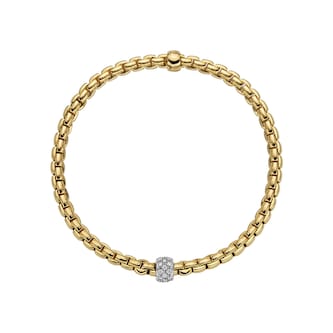 FOPE 18ct Yellow & White Gold EKA Tiny 0.19cttw Diamond Bracelet