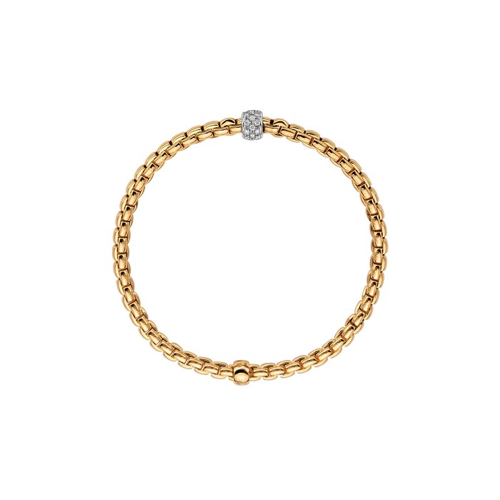 FOPE 18ct Yellow & White Gold EKA Tiny 0.20cttw Diamond Bracelet
