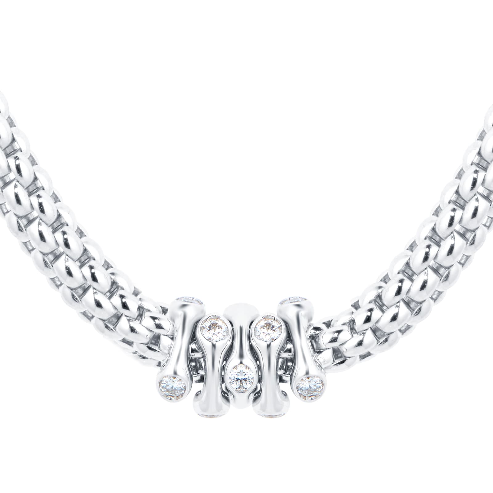 FOPE 18ct White Gold Flex'it Prima 0.20cttw Diamond Necklace FOPE 18ct White Gold Flex'it Prima 0.20cttw Diamond Necklace