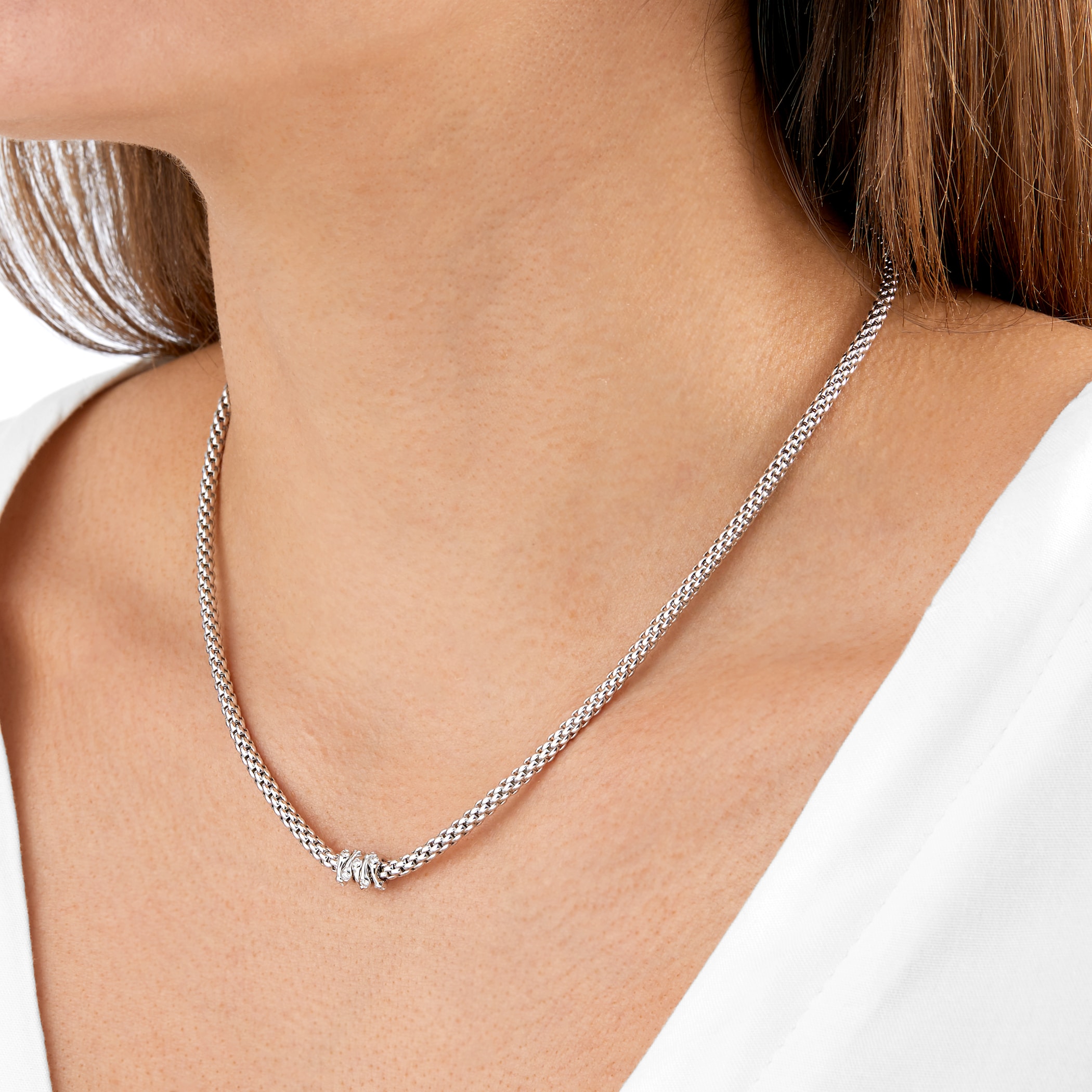 FOPE 18ct White Gold Flex'it Prima 0.20cttw Diamond Necklace FOPE 18ct White Gold Flex'it Prima 0.20cttw Diamond Necklace