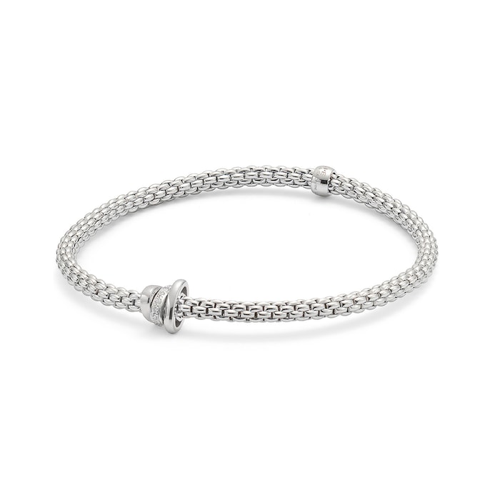 FOPE 18ct White Gold Flex'it Prima 0.10cttw Diamond Bracelet