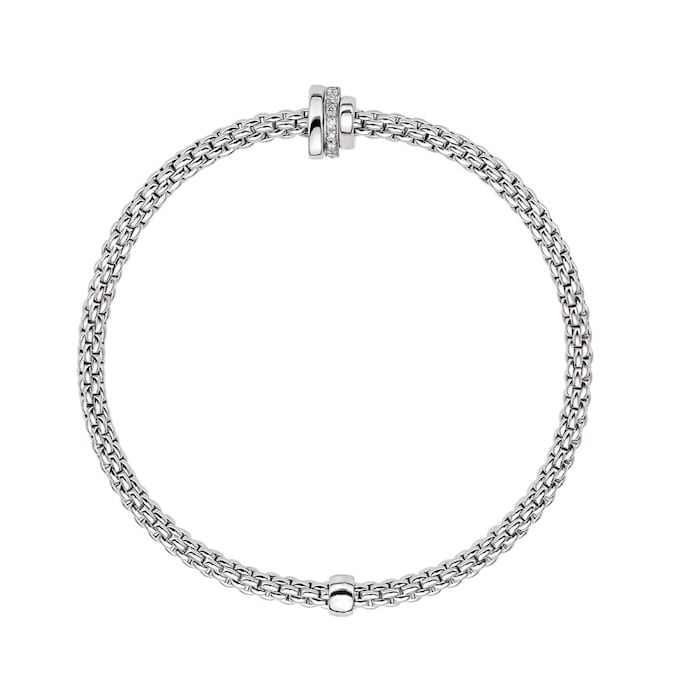 FOPE 18ct White Gold Flex'it Prima 0.10cttw Diamond Bracelet