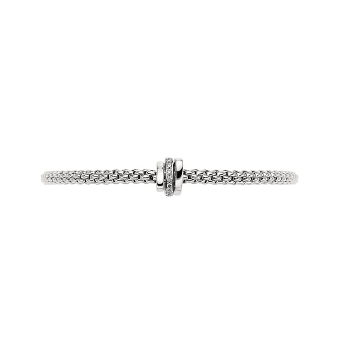 FOPE 18ct White Gold Flex'it Prima 0.10cttw Diamond Bracelet