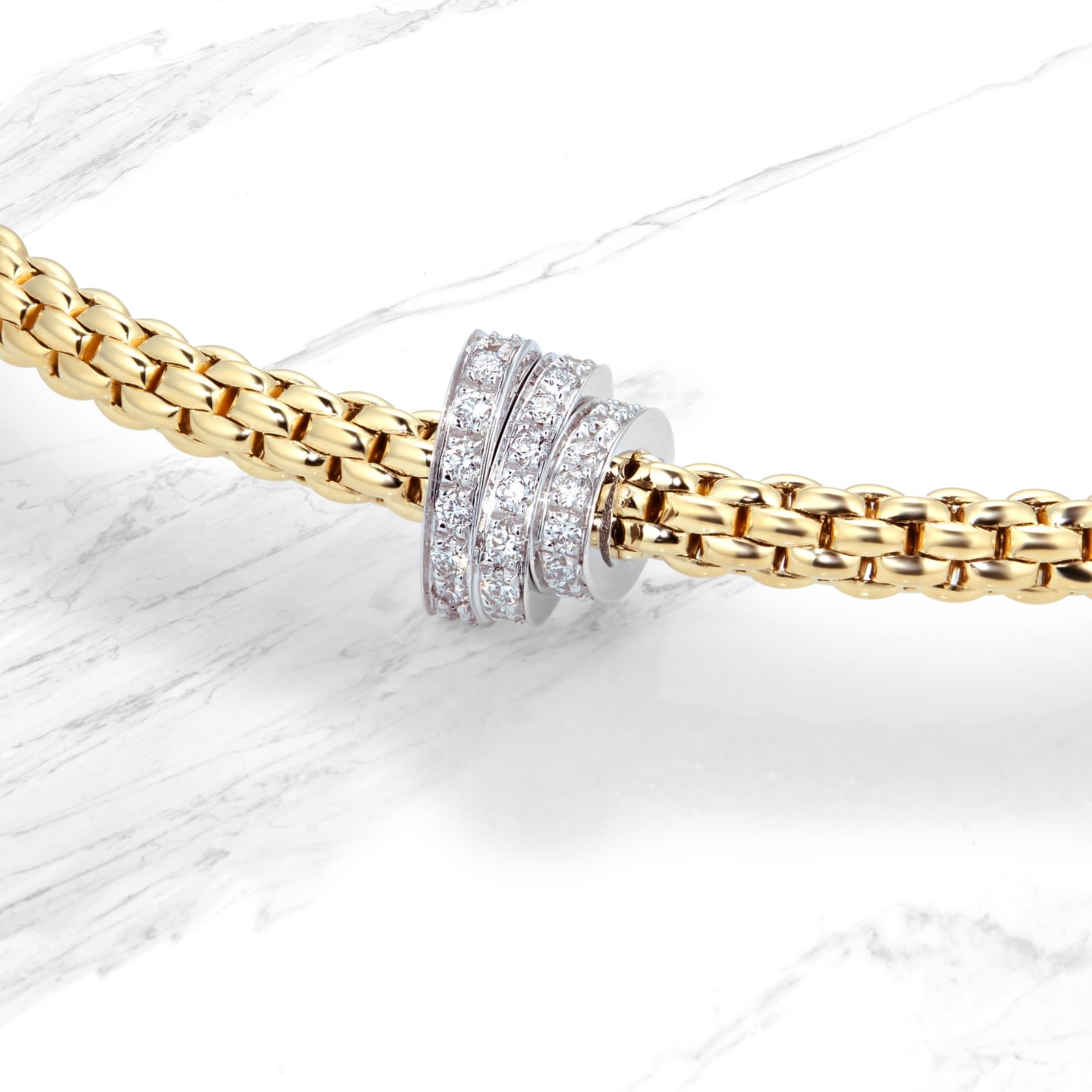 FOPE 18ct Yellow & White Gold Flex'it Prima 0.31cttw Diamond Bracelet