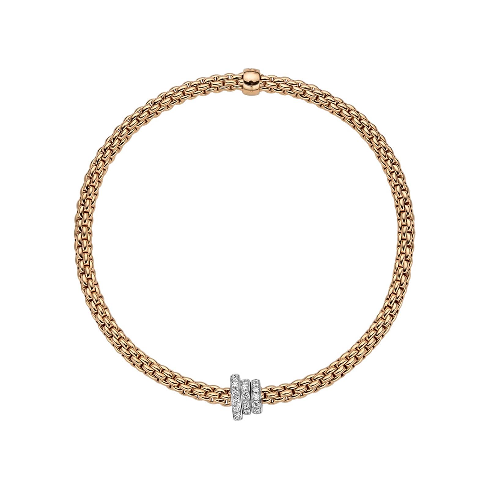 FOPE 18ct Rose & White Flex'it Prima Gold 0.31cttw Diamond Bracelet FOPE 18ct Rose & White Flex'it Prima Gold 0.31cttw Diamond Bracelet