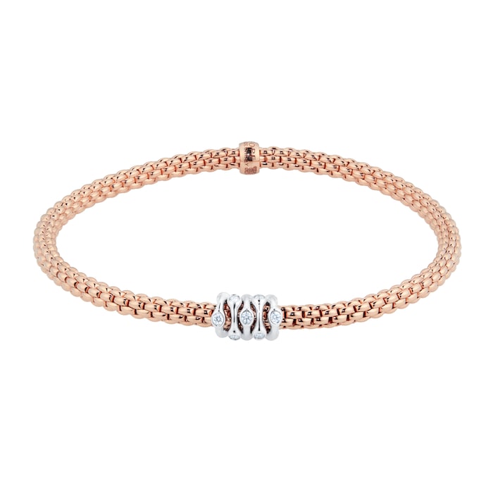 FOPE 18ct Rose & White Gold Flex'it Prima 0.20cttw Diamond Bracelet