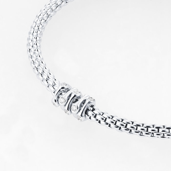 FOPE 18ct White Gold Flex'it Prima 0.20cttw Diamond Bracelet