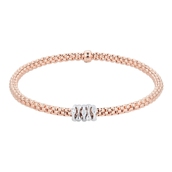 FOPE 18ct Rose & White Gold Flex'it Prima 0.20cttw Diamond Bracelet