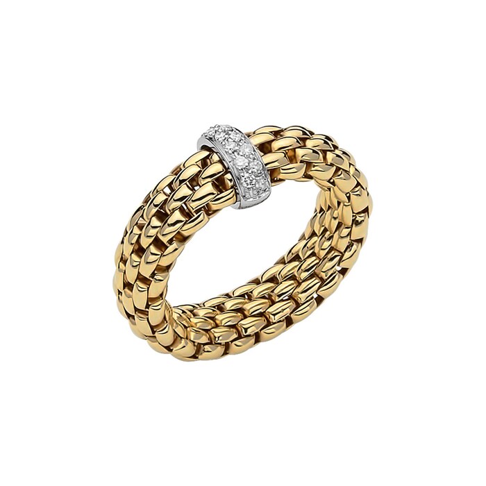 Fope 18ct Yellow & White Gold Flex'it Vendome 0.10cttw Diamond Ring