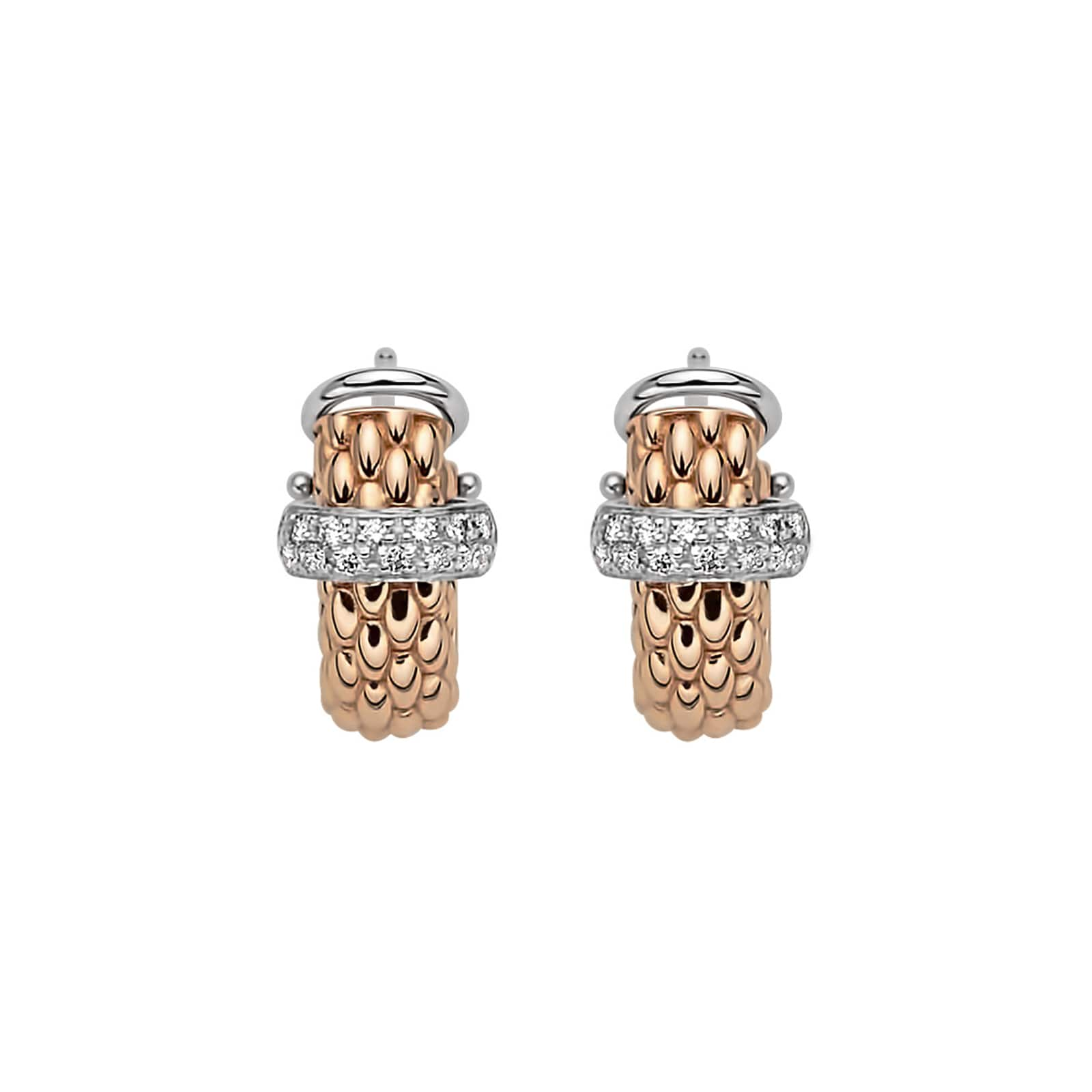 18ct Rose & White Gold Flex'it Vendome 0.20cttw Diamond Earrings