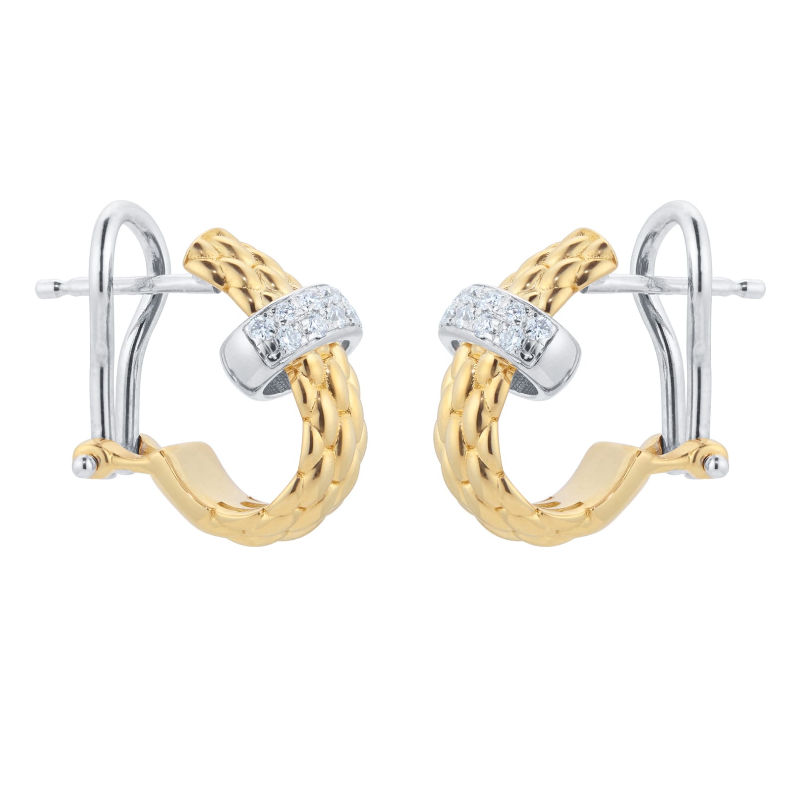 FOPE 18ct Yellow & White Gold Flex'it Vendome 0.20cttw Diamond Earrings ...