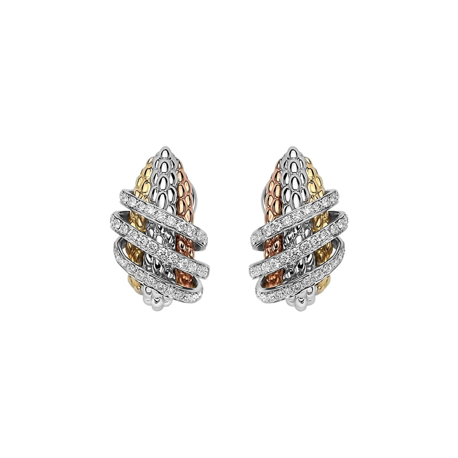 18ct Tri Colour Gold Solo MiaLuce 0.82cttw Diamond Earrings