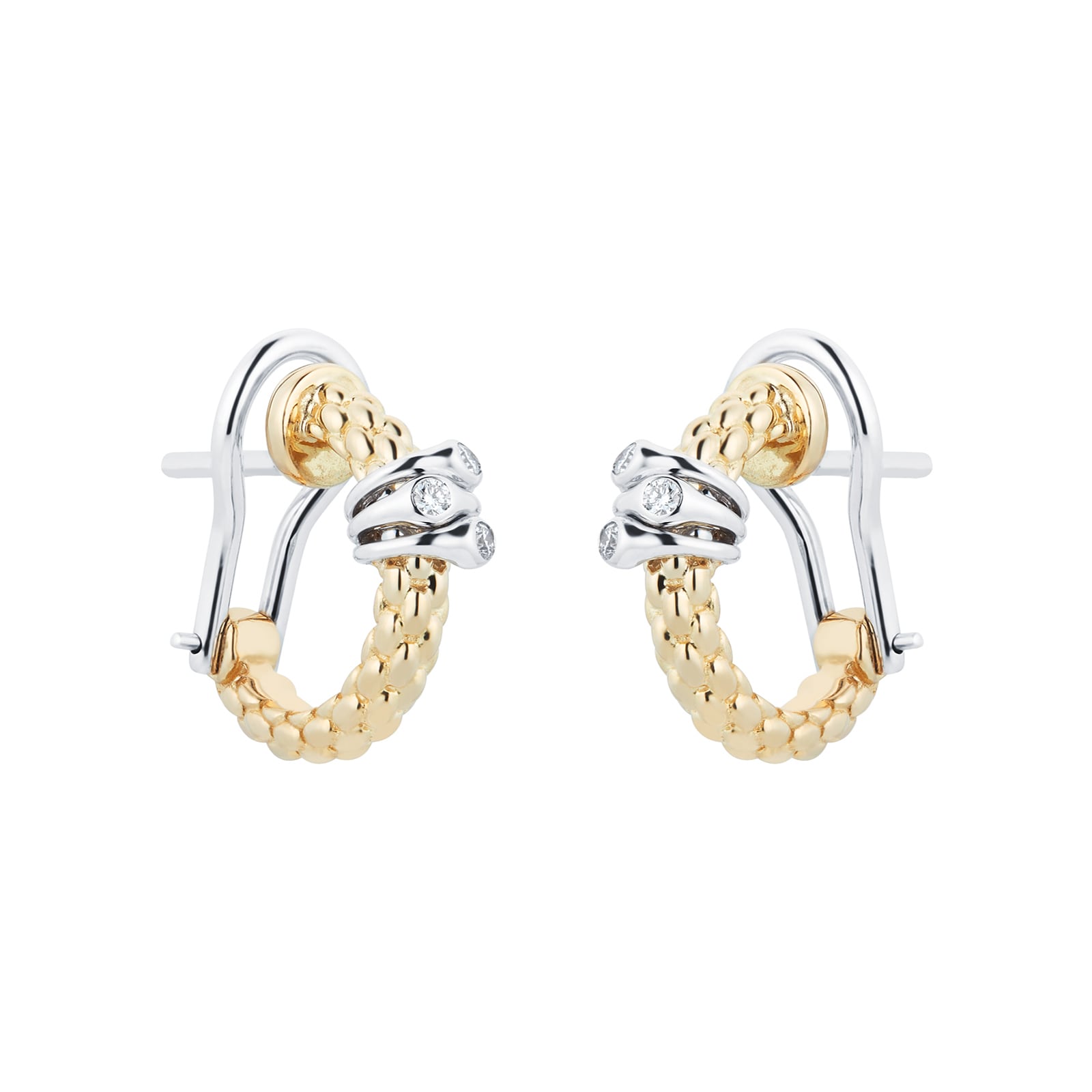 FOPE 18ct Yellow & White Gold Flex'it Prima 0.08cttw Diamond Earrings